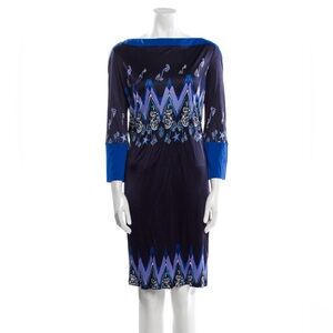 Versace Collection - blue and purple print dress